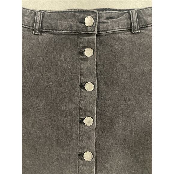 Roxy Denim Mini Skirt Women’s Black Medium Cotton Button Front Y2K 90’s - Picture 2 of 7